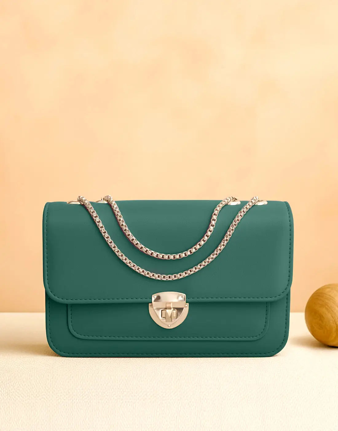 Trendy Twist Lock Closure Crossbody Bag - Green
