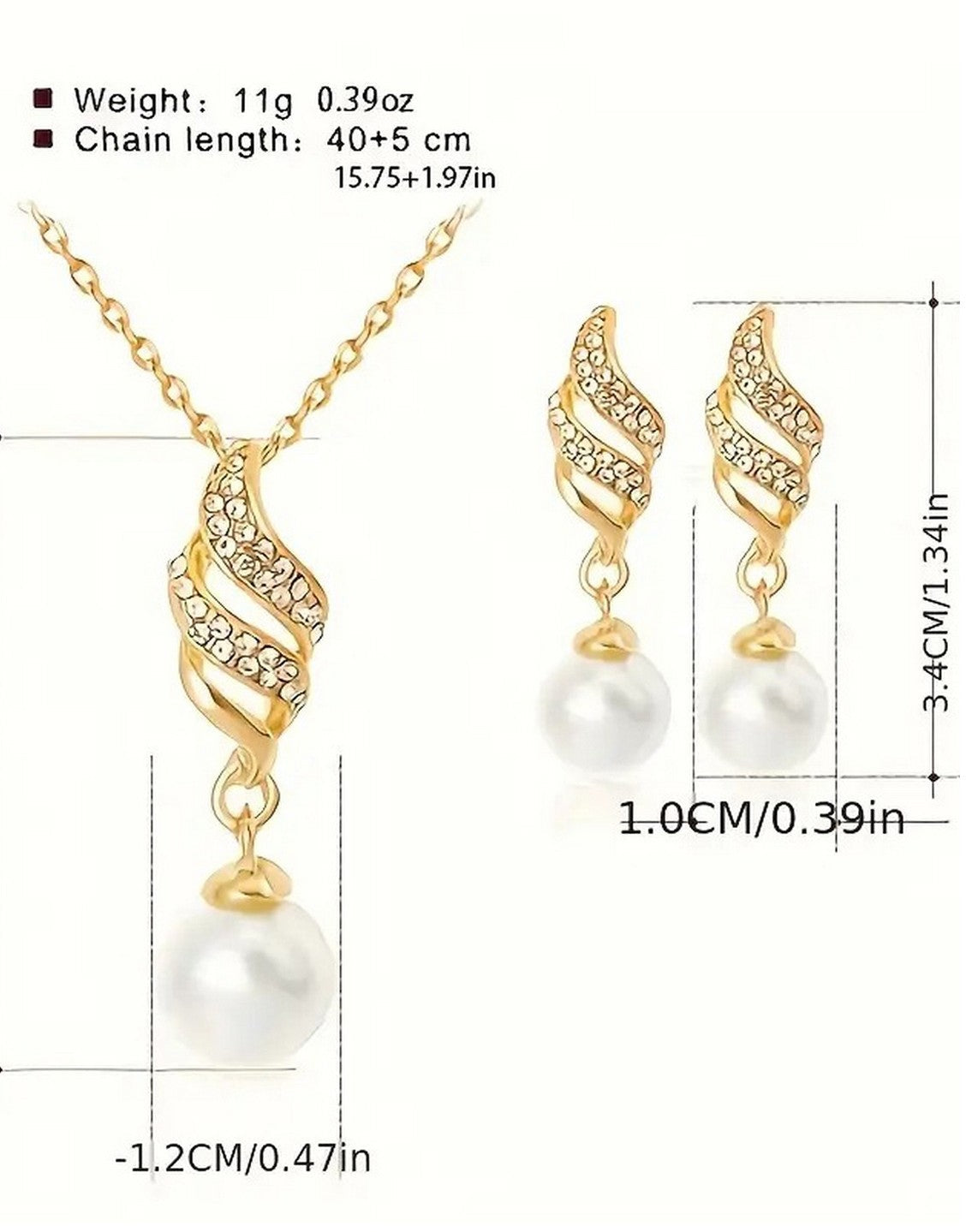 Elegant Spiral Pearl Golden Jewellery Set