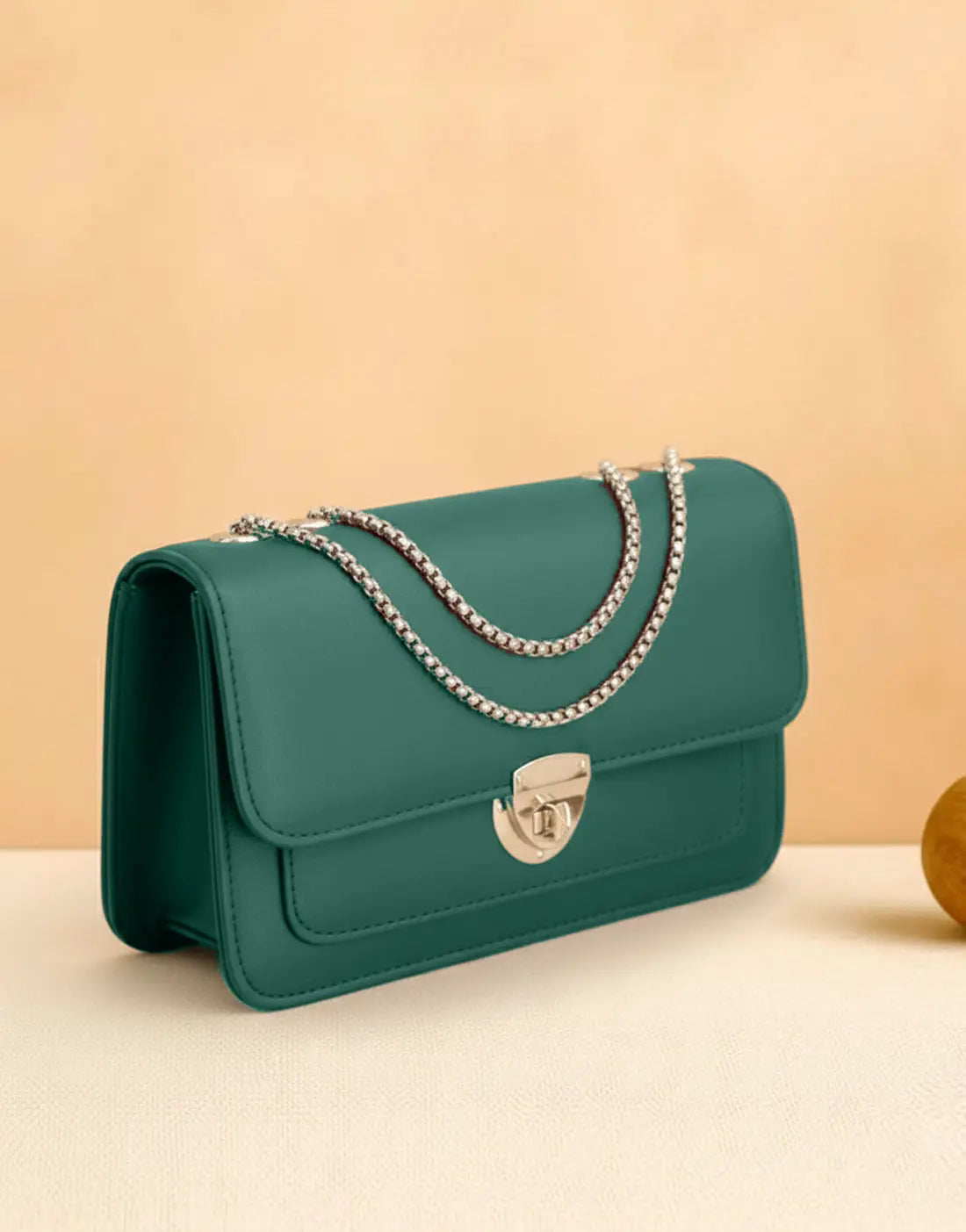 Trendy Twist Lock Closure Crossbody Bag - Green