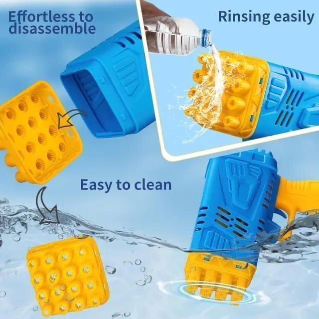 Blue Yellow Bubble Gun for Kids Outdoor Play