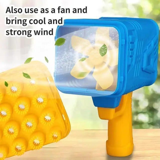Blue Yellow Bubble Gun for Kids Outdoor Play