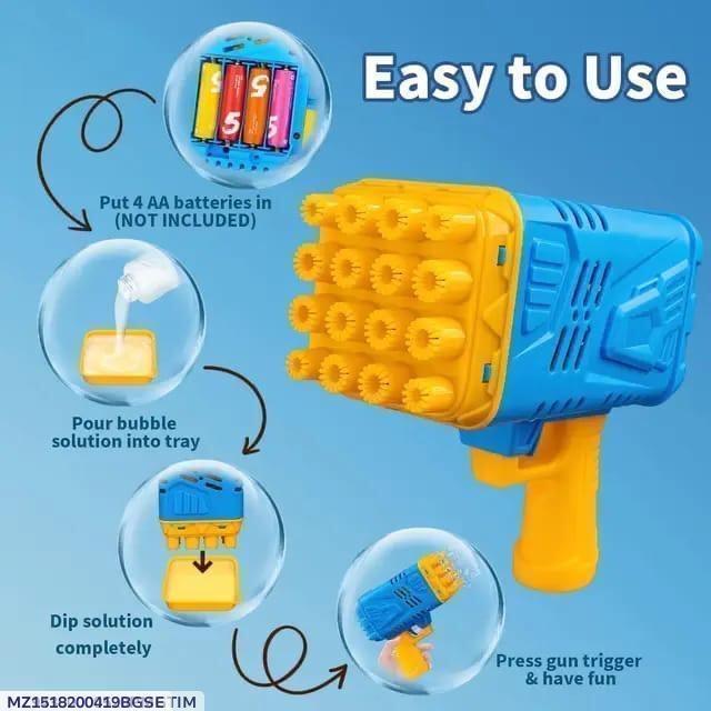 Blue Yellow Bubble Gun for Kids Outdoor Play
