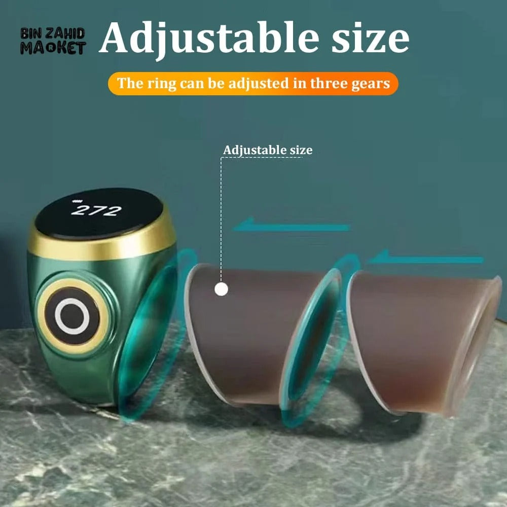 SMART WATERPROOF DIGITAL ZIKR TASBEEH RING – BLUETOOTH 5 PRAYER TIME REMINDER SMART WEARABLE COUNTER