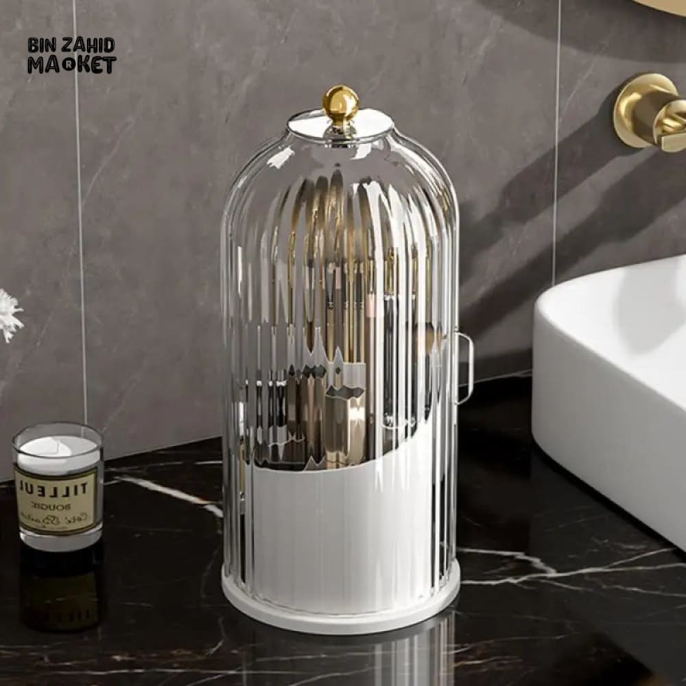 LUXOR ROTATING MAKEUP BRUSH HOLDER - CLEAR CAGE