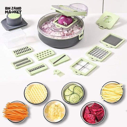 VEGETABLE CHOPPER & SLICER WITH DRAINING BASKET – ASSORTED COLORS